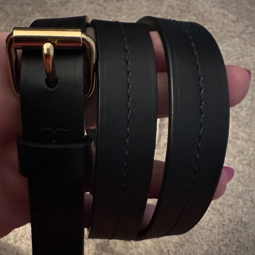 LOUIS VUITTON 18mm Black Leather Adjustable Shoulder Strap Black